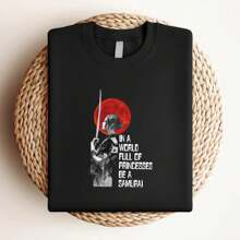 180g Pure Cotton In A World Full Of Princesses Be A Samurai Blood Moon Vintage Men's T-Shirt Comfortable Unisex Top For Everyday Wear Print Round Neck Short Sleeve Slightly Casual Breathable Versatile Stylish Soft Designer Clothes Fashion Summer For Men For Women Stretched Streetwear Graphic