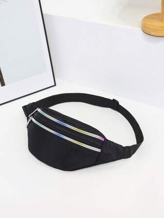 Casual Simple Women Waist Bag Shoulder Sling Bag Solid Color Waterproof Multi-Layer Waist Pack