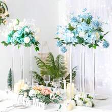 1pc Square Acrylic Flower Stand, Transparent Column Vase Holder - Geometric Centerpiece Decor For Wedding, Desktop Flower Rack, Outdoor Decoration, Home Gathering, Wedding Party, Silk Flower Arrangement Decor, Home Decor Flower Stand