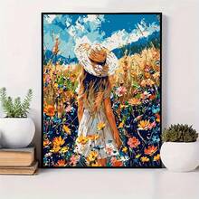 成人 DIY 数字油画套装，40*50 厘米，含颜料和画笔，适合缓解压力，数字绘画，手工制作，农村妇女田园生活，治愈风景，房间装饰墙面工艺，壁画，初学者绘画，送给朋友的理想礼物（无框） - 彩色 - 查看 4