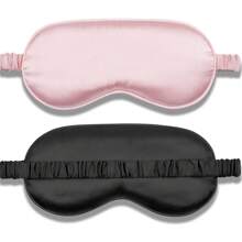 Sleep Mask 2 Packs, Soft Blackout Eye Mask For Women Men, Eye Sleep Shade Cover For Back And Side Sleeper, Sleeping Mask Night Blindfold For Night Sleep, Travel, Nap (Pink, Black)