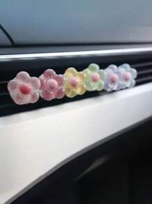 Women's Car Accessories - Floral Air Vent Clip, Decorative Car Interior Accessories In Various Colors With Transparent Floral Design