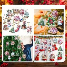 12pcs Diamond Painting Keychain Kit, Gingerbread Pattern, Round Diamond PMMA DIY Craft, Full Diamond Pendant Set, Can DIY Collaboratively, Can Be Gifts For Friends, Mothers, Christmas Home Decor