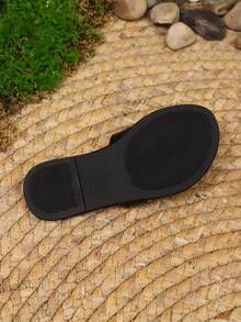 1 Pair Kids & Youth Flat Sandals, Soft PU Material, Round Toe Slip-On Design, Comfortable & Fashionable Roman Style House Slippers, Suitable For Boys & Girls, Casual, Beach, Daily Wear, Summer New Arrival