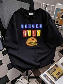 180g Pure Cotton Burger Quiz New Logo Classic T-Shirt Slightly Homme Stylish Streetwear Unisex Designer Clothes Versatile Soft Comfortable Stretched Breathable Summer For Women Graphic Top For Everyday Wear Fashion Casual Print Round Neck Short Sleeve