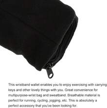 V GEBY Muñequera Monedero Bolsa Ejercicio Gimnasio Muñequera Muñequera Muñequera Monedero para Deportes al Aire Libre Correr - Negro - Ver 4