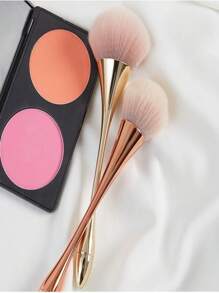 2 Peças Conjunto de Pincéis de Maquiagem para Iniciantes - Pincéis de Pó, Blush, Iluminador, Cerdas de Poliéster Livres de Álcool, Cabos de ABS, Adequado para Todos os Tipos de Pele