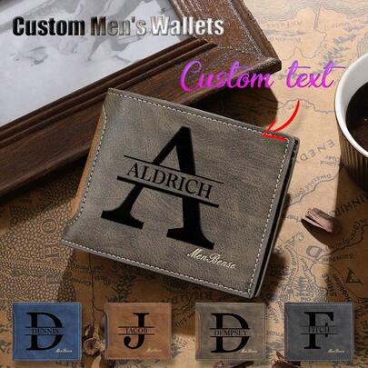 Customized Men's Leather Wallet - Initial, Personalized Name, UV Laser Engraved, Ideal Gift For Father, Son Birthday, Anniversary, Christmas, Father's Day, Thanksgiving - Deep Brown, Elegant, Birthday Gift, Dawg, Blend, Cute, Charming, Fun, Kawaii Customized, Personalized, Unique, Custom Gift For Him, Ideal Gift For Boyfriend, Family, Grandparents