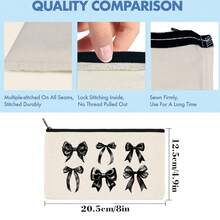 1/5/10/20 件可爱甜美蝴蝶结装饰帆布拉链袋套装，Y2K 风格蝴蝶结配饰收纳袋，旅行化妆洗漱用品收纳袋，文具袋，派对礼品袋，浴室旅行多功能收纳袋化妆刷架手拿包，度假暑假返校学校用品袋，女士旅行包，旅行化妆包