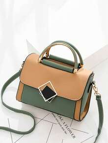 1 件/2 件时尚撞色 PU 手提包，优雅单肩包，甜美蝴蝶结钱包，适合女士，可调节肩带适合日常使用，手提、单肩、斜挎，用途广泛 - 彩色 - 查看 8