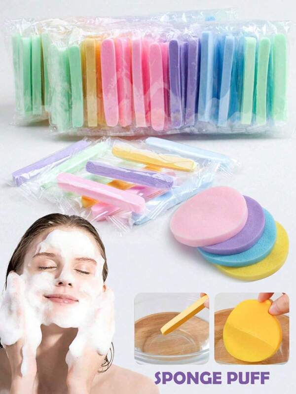 12pcs/Pack Compressed Face Washing Sponges, Expand With Water, Reusable Facial Cleansing Pads, Makeup Remover Sponges, Compact & Portable