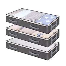 1 bolsa de armazenamento embaixo da cama com janelas transparentes e 2 alças reforçadas, um recipiente de armazenamento embaixo da cama para guardar roupas, roupas de cama e cobertores