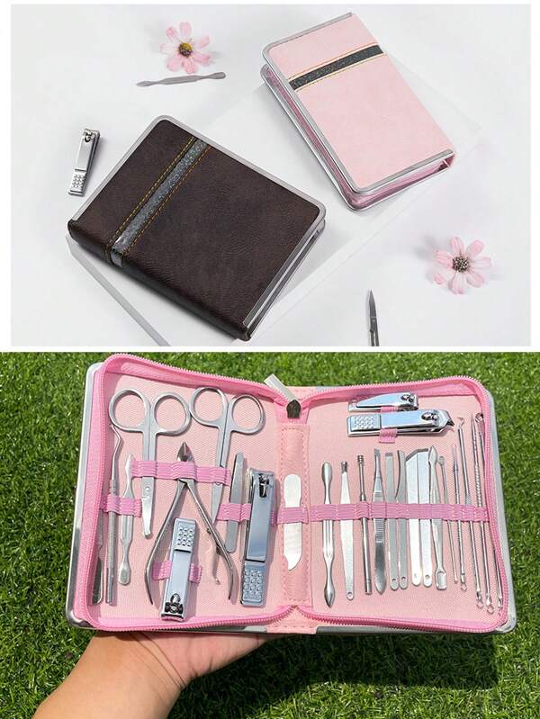 26-teiliges Nagelpflege-Set aus Edelstahl, professionelle Maniküre-/Pediküre-Utensilien für Finger- und Fußnägel, geeignet für Zuhause, Büro und Outdoor-Reisen, für Herren und Damen
