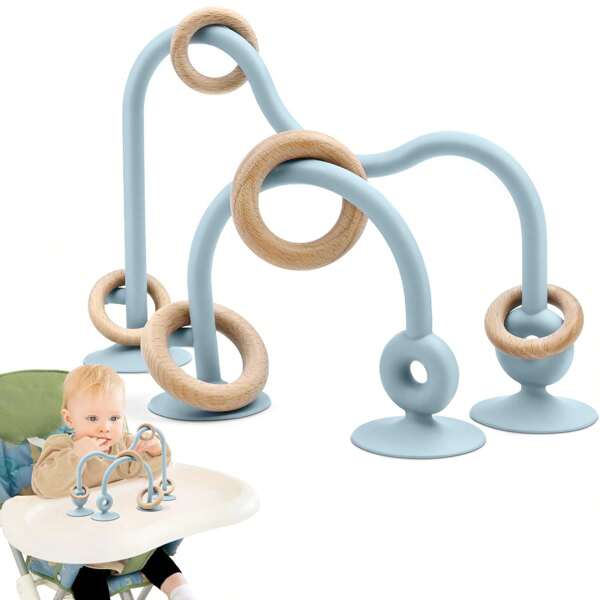 蒙特梭利婴幼儿益智玩具，0-6个月以上幼儿带吸盘高脚椅玩具，6个月以上幼儿硅胶出牙玩具，亲子婴儿玩具套装，12 18个月以上