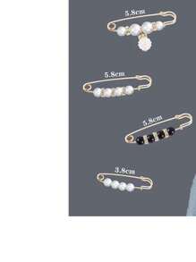 New Sweet And Versatile Pearl Waist Belt, Resize To Match Pants, Belt And Skirt, Waist Artifact, Female Pin, Anti-Exposure Brooch, Collar, Anti-Exposure Brooch Buckle, Invisible Anti-Pearl Brooch, Female Waist Pin, Fixed Clothes, Corsage, Shirt Brooch, Can Be Used As Clothing Decoration 6 Pieces/Set, Aluminum Alloy Waist Buckle Waist Decoration Set