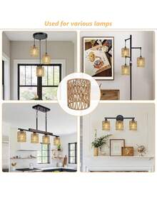 1pc/3pcs/4pcs Creative Paper Rope Handwoven Lampshade, Southeast Asian Style For Home, Hotel, Living Room, Bedroom, Dining Room