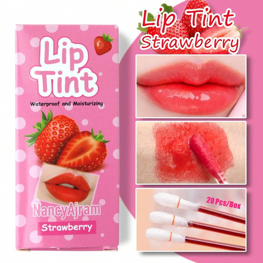 20 件/盒纹身口红拭子唇釉，持久防水一次性不粘液体唇膏，便携，女士唇彩染色香烟拭子唇彩#01