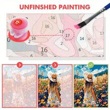 成人 DIY 数字油画套装，40*50 厘米，含颜料和画笔，适合缓解压力，数字绘画，手工制作，农村妇女田园生活，治愈风景，房间装饰墙面工艺，壁画，初学者绘画，送给朋友的理想礼物（无框） - 彩色 - 查看 2