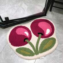 1pc Cherry Pattern Plush Bath Mat, 50x62cm (19.7x24.4 Inch), Soft, Machine Washable, Bathroom Bedroom Living Room Kitchen Entrance Door Rug, Thick Non-Slip Absorbent Soft Bathroom Toilet Lid Cover Room Decor Bathroom Accessories Back To School Bathroom Kitchen Decor - Multicolor - View 4