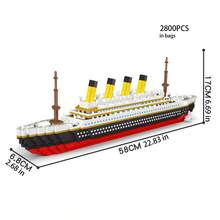1pc Classic Luxury Cruise Ship Large Model, Micro Mini Building Block Set 3D Model, Creative Stress Relief Assembled Bricks Collectible Display, Birthday Gift, No Lighting, Includes Assembly Tools