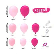 124件粉色气球拱门套装，蜜桃色和浅粉色乳胶气球，高品质乳胶气球，尺寸包括18英寸、10英寸和5英寸，适用于生日、婚礼、新娘送礼会、毕业典礼、周年纪念、洗礼、夏季主题派对、背景装饰、花园装饰、家居及户外装饰、摄影、嘉年华、婴儿派对、母亲节等场合。 - 粉色 - 查看 4