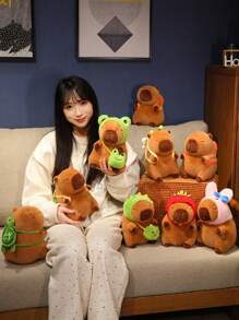 1 szt. pluszowa lalka z popcornem, frytkami i kapibarą, prezent świąteczny dla przyjaciół, prezent z kapibarą na zakończenie studiów doktoranckich, lalka z kapibarą w formie ciasta i deseru, dekoracja z dyni i nietoperza na Halloween