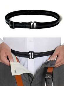Tirantes para camisa estilo cinturón "Shirt Stay Plus Tuck-It" para hombres, cinturón de tirantes para camisa, sujeta-camisas ajustable con banda elástica y adhesivo antideslizante, para uso formal y profesional - Mantiene la camisa metida, talla única, negro. Regalo del Año Nuevo Chino, Día de San Valentín y uso diario