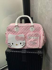 Sanrio 1pc Sanrio Hello Kitty Pink PU Sports Gym Bag, Large Capacity Travel Luggage Bag, Utility Tote, Zipper Closure, Ideal Gift For Travel, Outdoor Sports, Fitness, Street Shooting