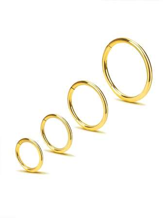 1pc Minimalist Stainless Steel Gold Round Seamless Continuous Hoop Earring