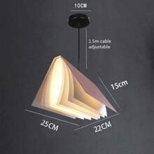 Luminária pendente criativa estilo nórdico faça você mesmo, luminária pendente personalizada para sala de jantar/quarto, luminária de decoração para casa, em formato de livro, design faça você mesmo, luminária pendente moderna estilo macaron, abajur de ferro + policarbonato, branco/amarelo/rosa/azul, adequada para decoração de casa, sala de jantar, quarto e sala de estar, soquete E27, lâmpada fácil de substituir (lâmpada não incluída)