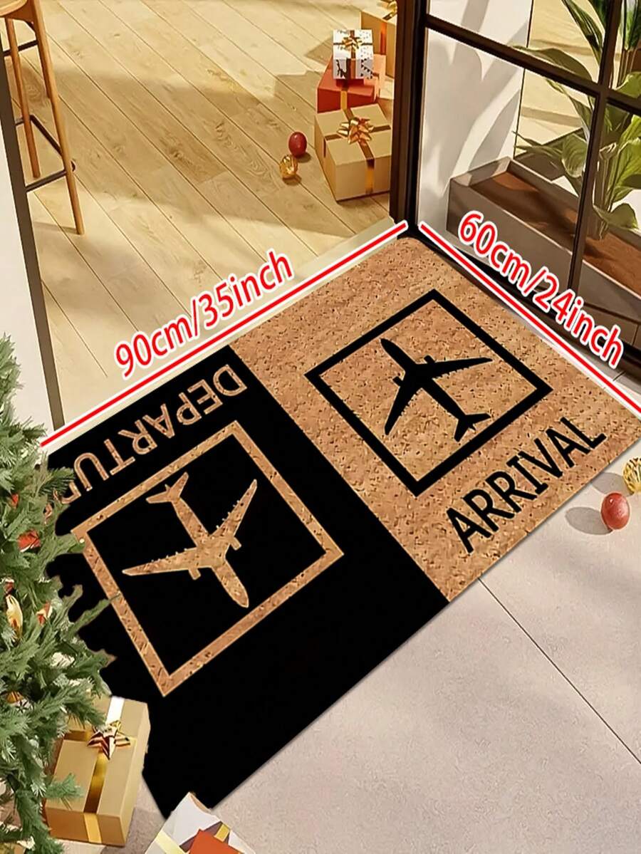 1/2 Pcs Jet Plane Takeoff & Landing Anti-Slip Doormat, Suitable For Entryway, Door Mat, Kitchen And Bathroom Home Decor - Kitchen Rug Set, Rectangular Rug, Home Decor - Multicolor - View 1