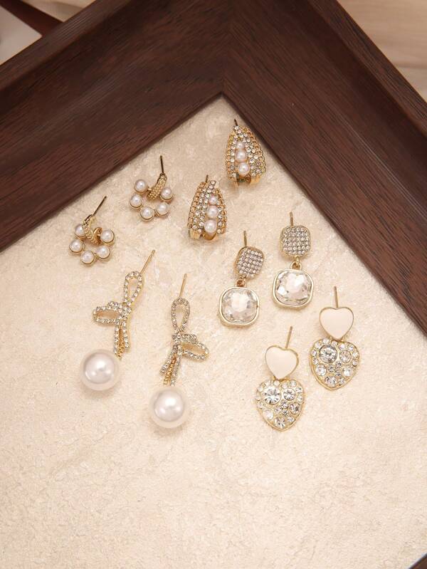 5pcs Elegant Quality Minimalist Earrings Set, Suitable For Women's Daily And Holiday Wear