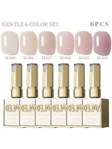 XEIJAYI 6Pcs 15ML Gentle And Transparent Gel Nail Polish Gel Color Long-Lasting Nail Gel Soak Led/UV Gel Nail Polish Nail Art Nail Salon Home Gift For Women - Multicolor - View 3
