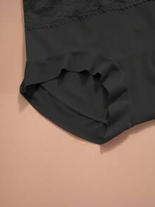 1pc High Waist Postpartum Slimming Lace Detail Seamless Tummy Shaping Slim Fit Pants For Women - Black - View 5