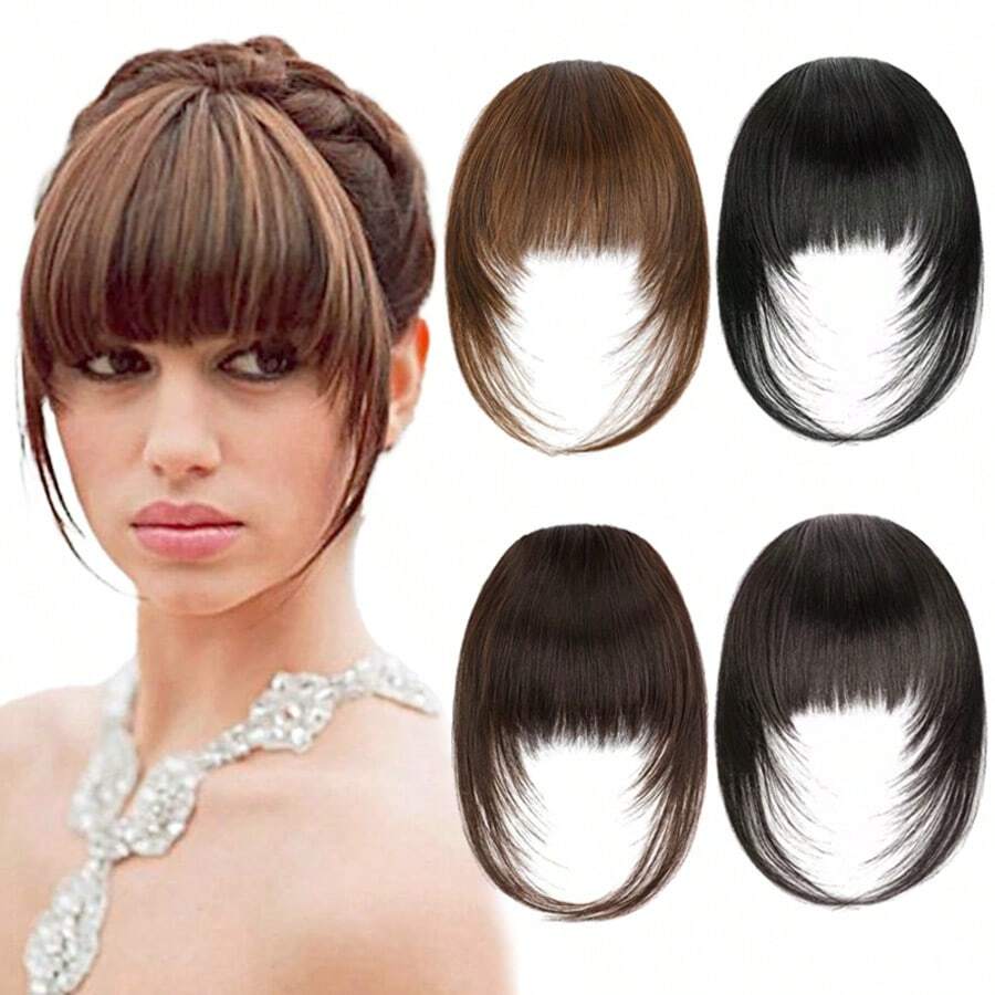 Clip In Bangs Synthetic Hair Wispy Bangs Hair Clip Fake Bang Fringe With Temples Hairpieces For Women Daily Wear - Multicolor - View 1