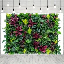1 pieza de paneles de pared verde artificial 2D - Diseño de hojas tropicales vibrantes, tela de poliéster duradera, sin necesidad de electricidad para uso en interiores/exteriores, perfecto para transmisiones en vivo, fiestas, cumpleaños, bodas, decoración de habitaciones y jardines, paneles decorativos de pared
