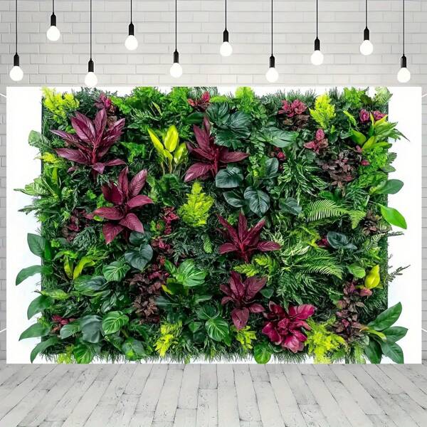 1 pieza Paneles de pared verde artificial 2D - Diseño de hojas tropicales vibrantes, tela de poliéster, sin necesidad de electricidad para uso en interiores y exteriores, perfecto para transmisiones en vivo, fiestas, cumpleaños, bodas, decoración de habitaciones y jardines, paneles de pared decorativos
