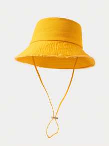 1pc Men's New Summer Outdoor Fashionable Wide Brim Bucket Hat With Rope, Casual Sun-Shading Hat For Daily Wear Men's Sun Hat Summer Hat, Suitable For Summer Outdoor Activities Such As Hiking And Fishing