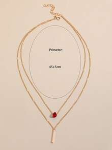 1pc Gold Multi-Layer Necklace Teardrop-Shaped Zirconia Long Stick Women's Pendant Necklace Women's Gold Necklace Fashionable And Simple Suitable For Daily Wear And Gift Giving