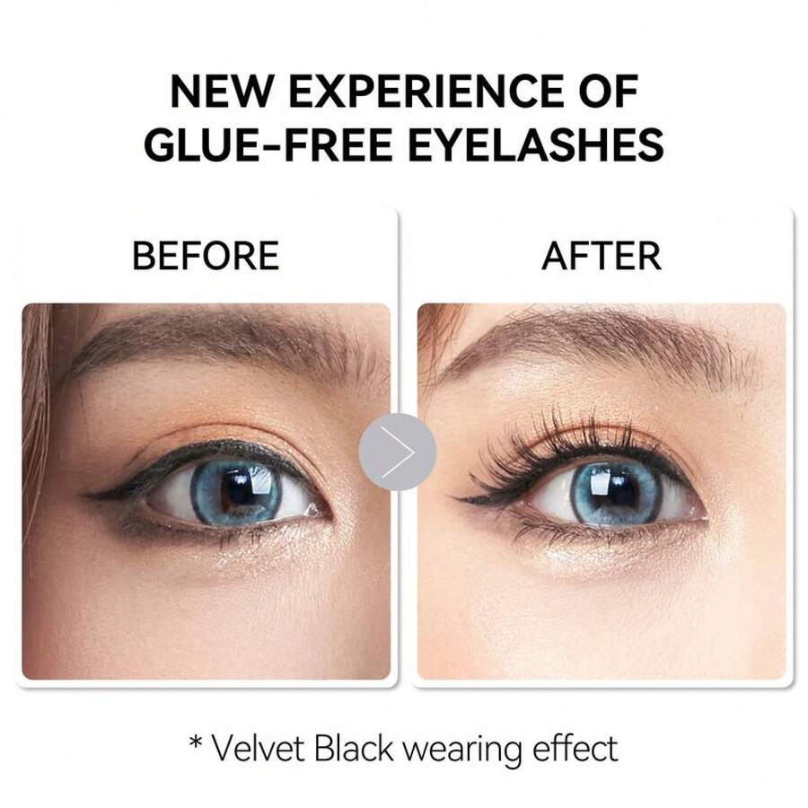 Wosado Soft Magnetic Eyelashes All-In-One Box, Reusable, Glue-, Waterproof, Lightweight, Natural Style Makeup Cosmetic - Black - View 1