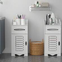 VickyHome Waterproof Bathroom Storage Cabinet Free Standing Cabinet Organizer Unit White - 白色 - 查看 1