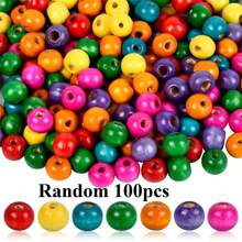 100/200/300/500pcs Colorful Wooden Beads, Round Craft Beads, Natural Wood Beads, Christmas Gift