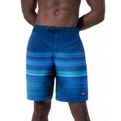 Speedo Men's Onshore Bondi Basin Ombre Stripe Drawstring 9" Boahorts |  | Men Outdoor Shorts
