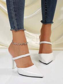 Fall/Winter 2025 Women's Pointed Toe Slip-On Mules, New Minimalist Closed Toe High Heel Sandals, Simple & Elegant For Work, Business, Date, Party,Elegant,Women Pumps