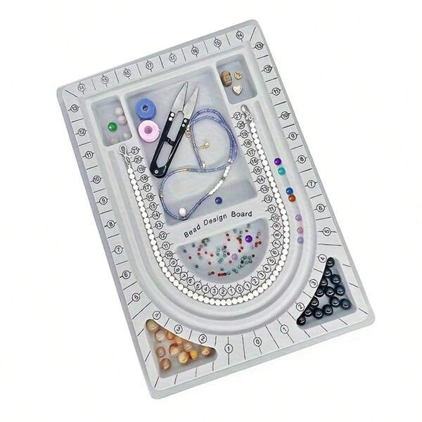 1 pieza Tablero de diseño para joyería con escala de medición, adecuado para hacer brazaletes y collares DIY, juego de bandeja y cojín para cuentas