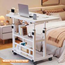 1 Mobile Multi-Purpose Computer Desk, Home Bedroom Bedside Desk Computer Desk, Bedroom, Living Room Dormitory, Lazy Simple Student Writing Desk, Movable And Adjustable Height Laptop Desk, Wheels Can Rotate 360%