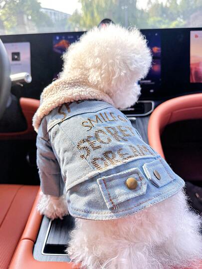 1 件宠物服装，狗猫服装，适合贵宾犬、泰迪犬、小型犬和猫，快乐小狗和小猫户外连衣裙，时尚休闲可爱舒适棉质衬衫，带英文字母印花