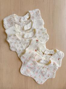 5pcs/Pack Baby Bibs, Cotton Gauze Soft Saliva Towel, Waterproof Newborn Dribble Bib, Infant Neck Scarf