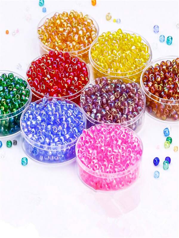1.5-4mm Japanese Style Transparent Holographic Glass Seed Beads For Cross Stitch, DIY Jewelry Making, Weaving, And Crafting