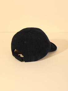 1pc Baby Simple Solid Color Corduroy Sun Ion Hat Baseball Cap, Suitable For Boys And Girls Everyday Use - Black - View 3